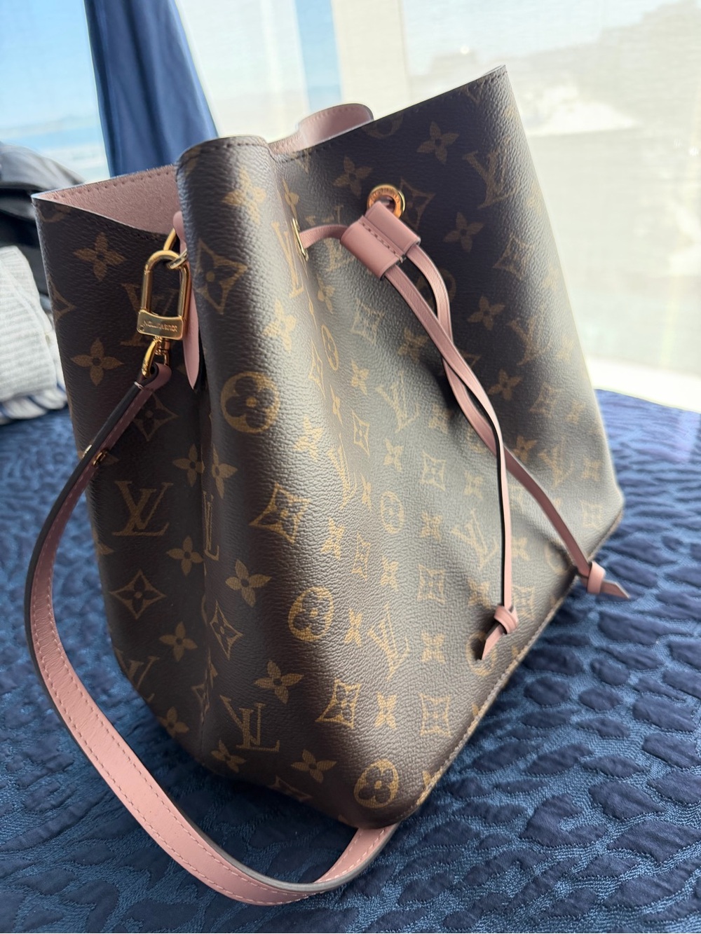 Louis Vuitton Brown Monogram Canvas Bucket Bag with Pink Trim - Picture 14 of 15